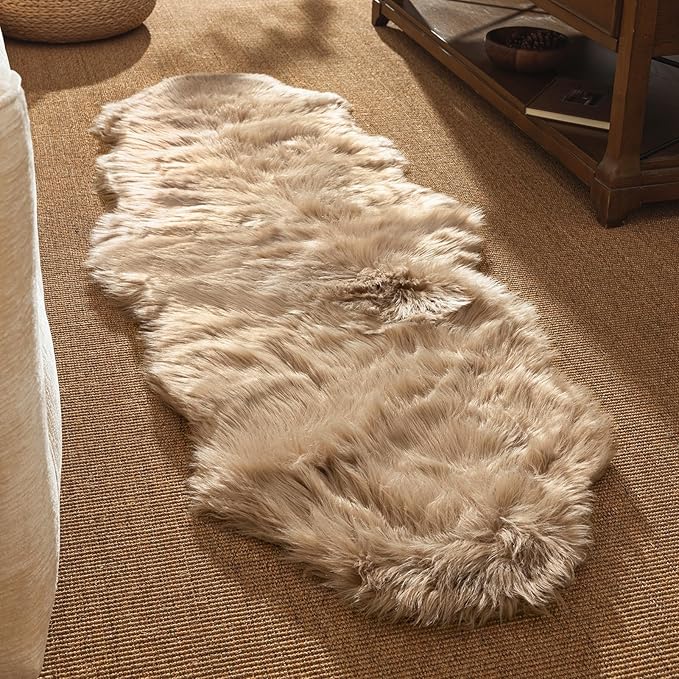 Ashler Faux Fur Rug, Fluffy Shaggy Area Rug Ultra Soft 2 x 6 Feet Sheepskin Fur by AshlerHomeDeco