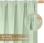 LAMIT 48 Inch Length Linen Curtains 2 Panels, Light Green Soft Faux Linen Light - Image 3