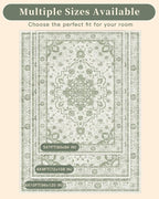 Madane 8x10 Area Rugs for Living Room, Machine Washable Vintage Green Rug - Image 9