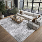PureCozy 8x10 Grey Area Rug Washable Modern Abstract Living Room Carpet Non - Image 3