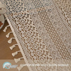 WAZZIO Boho Lace Curtains 54 Inches 2 Panel, Light Filtering Privacy Tassel & - Image 2