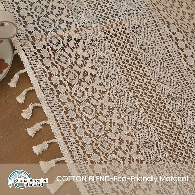 WAZZIO Boho Crochet Curtains for Living Room Lace Curtains 84 Inches Long 2 - Image 5