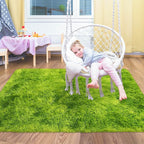 Small Tie-Dyed Area Rug for Bedroom 3x5 Mini Green Fluffy Rug Mat Bedside Throw - Image 5