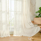 LAMIT Natural Ivory Semi Sheer Linen Curtains 84 inch Long, Cream White Light - Image 9
