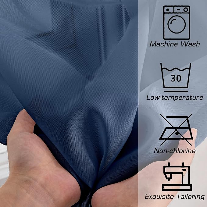 Simplebrand Navy Short Sheer Curtains 45 Inch Length - Image 7