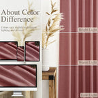 Canyon Rose Linen Curtains 102 Inches Long Rod Pocket Back Tab Drapes 2 Panels - Image 3