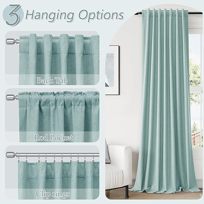 Guken 100% Blackout Linen Curtains 63 Inch Length 2 Panels Set - Image 6
