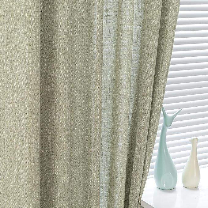 MYSKY HOME Sage Green Living Room Curtains 95 Inches Long Semi Sheer Drapes - Image 4