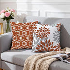 Hexagram Geometric Burnt Orange Pillow Covers 18x18 Set of 4, Decorative - Image 3