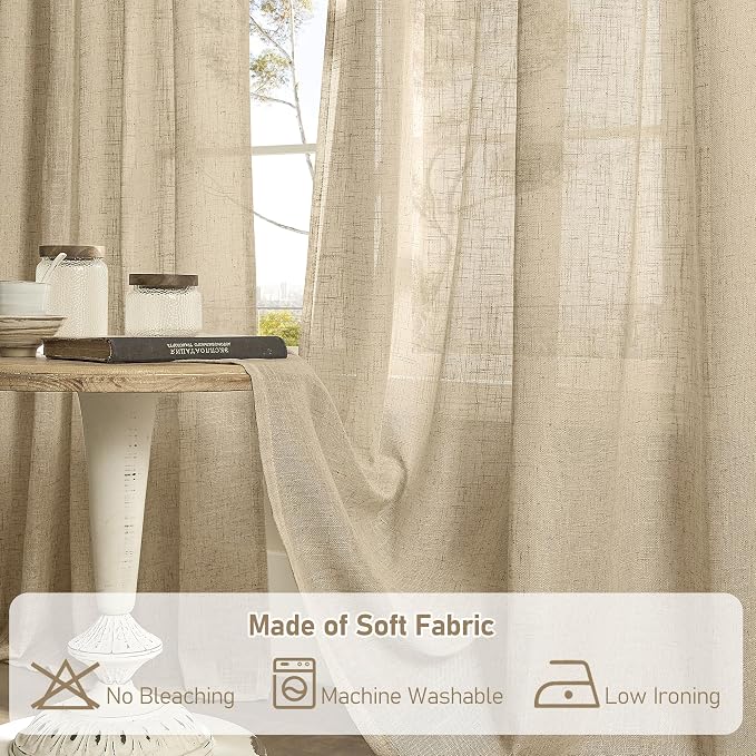 LAMIT Brown Linen Curtains 84 inches - Image 8