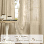 LAMIT Brown Linen Sheer Curtains 95 inch - Image 8