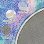 Tie Dye Rainbow Round Rugs Small 2x2 ft Fluffy Circle Rug Furry Carpet Shaggy - Image 4