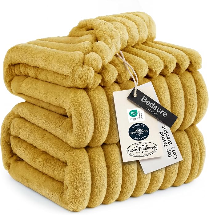 Bedsure GentleSoft Yellow Fleece Blanket by BEDSURE