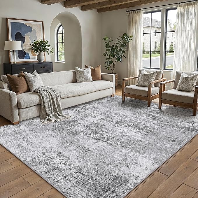 PureCozy 5x7 Grey Area Rug Washable Non Slip Modern Abstract Living Room Carpet by PureCozy