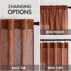 MIULEE Burnt Orange Linen Curtains 84 Inch Length - Image 3