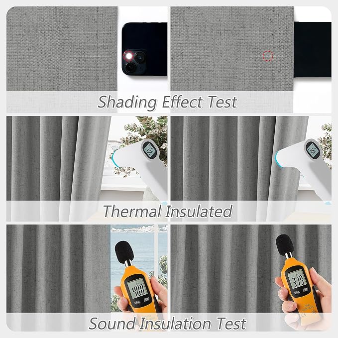 Guken 100% Blackout Linen Curtains 72 Inch Length 2 Panels Set - Image 5