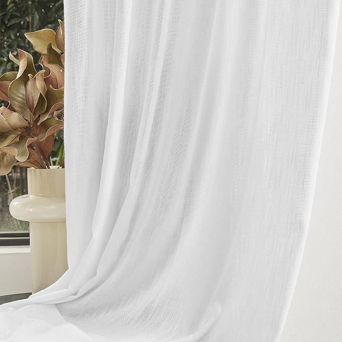 MYSKY HOME Floor to Ceiling Curtains 120 Inches White Sheer Window Drapes 2 - Image 7