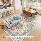 Area Rugs 5'x7' Washable Non-Slip, Floral Vintage Distress Print Pattern - Image 4