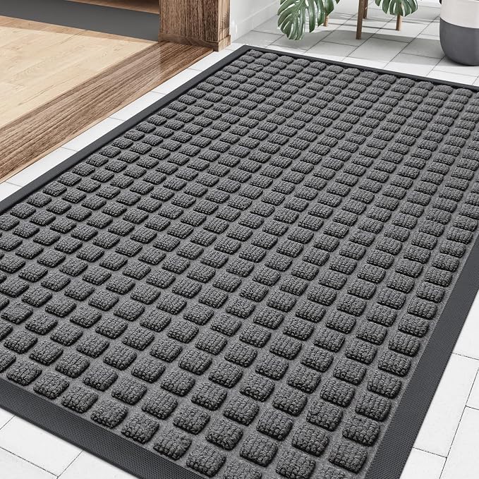 Smiry Front Door Mat Outside Entrance, Heavy Duty Natural Rubber Doormat by Smiry