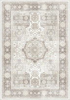 8x10 Rug - Cream & Grey Area Rug - Foldable Non Slip Vintage Rugs - Image 3