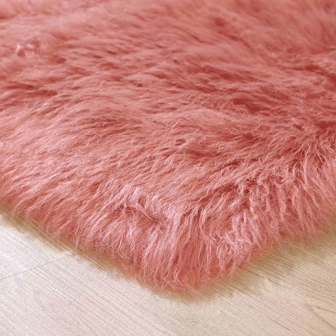 Goolela Pink Area Rug 9x12 Fluffy Fuzzy Furry Rug - Image 7