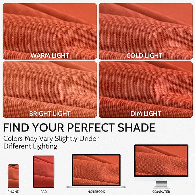 Nanspring Bright Orange Linen Blend Light Filtering Back Tab Curtains 102 - Image 4