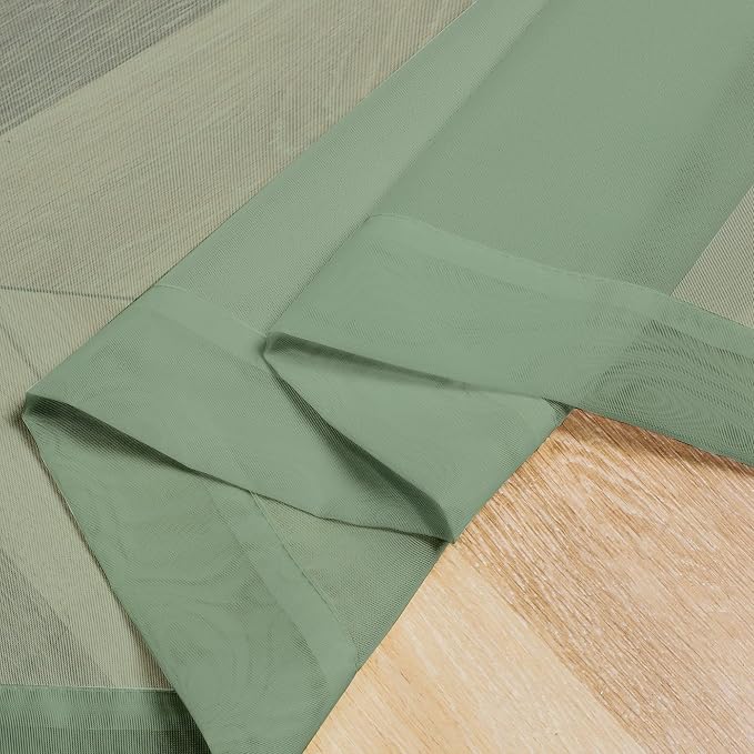 OVZME Sage Green Sheer Curtains 36 inches Long, Short Kitchen Window Treatment - Image 5