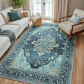 RELEANY Area Rugs 5'x8' Washable Non-Slip, Floral Vintage Distress Print by RELEANY