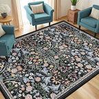 6x9 Area Rugs for Living Room: Floral Washable Rug Vintage Large Soft Boho - Image 2