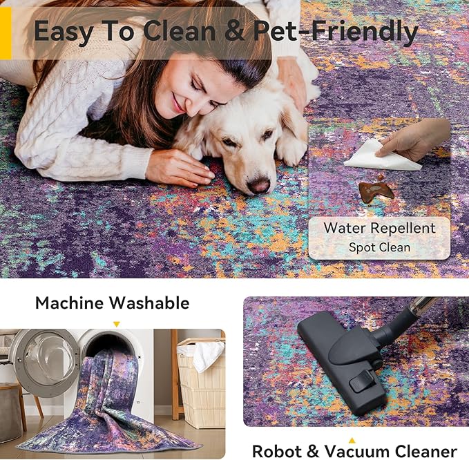 Washable Area Rugs 2'x3' Non-Slip Modern Abstract Soft - Image 4