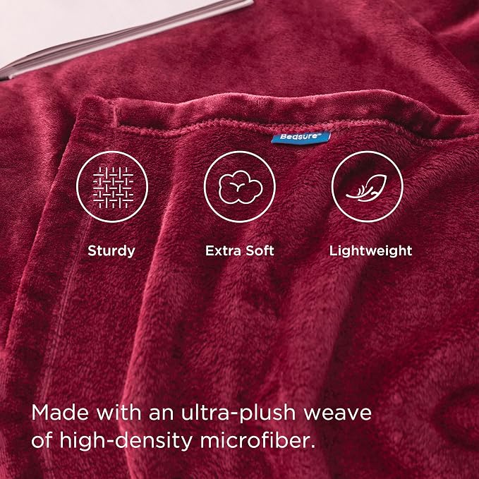 Bedsure GentleSoft Fleece Throw XL Blanket Red - Image 3