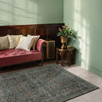 Dark Green Floral Living Room Rug 5x7 Area Rug - Image 4