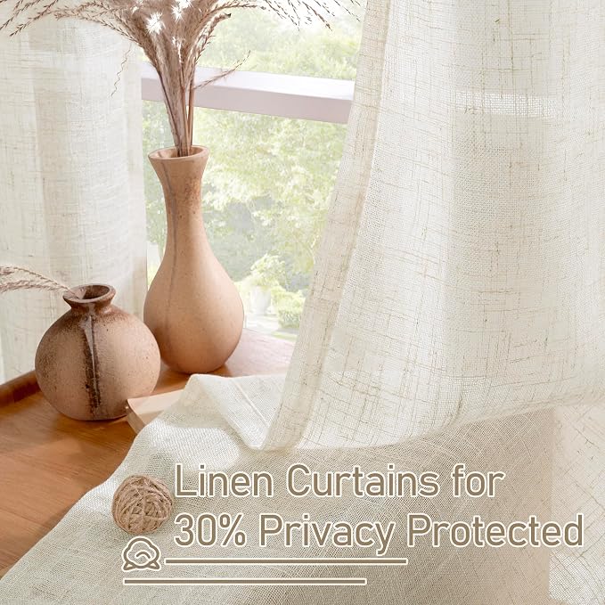 LAMIT 68 Inch Semi Sheer Linen Curtains - Image 5