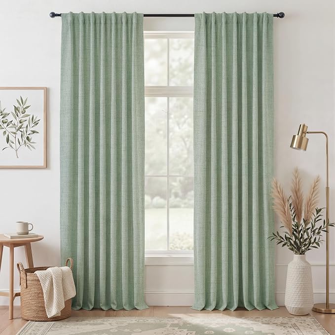 RYB HOME Sage Green 100% Blackout Curtains 102 inches Long, Thermal Insulated by RYBHOME