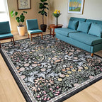 8x10 Area Rugs for Living Room: Floral Washable Rug Vintage Large Soft Boho - Image 2