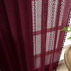 WAZZIO Boho Lace Curtains 63 Inches 2 Panel, Light Filtering Privacy Tassel & - Image 3