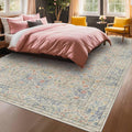 Washable Light Blue Bedroom Rug, 9x12 Area Rug by HazoHaus