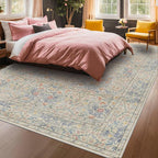 Washable Light Blue Bedroom Rug, 9x12 Area Rug by HazoHaus