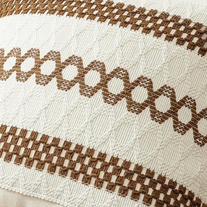 MIULEE Set of 2 Coco Brown Boho Decorative Pillow Covers 20x20 Inch Farmhouse - Image 4