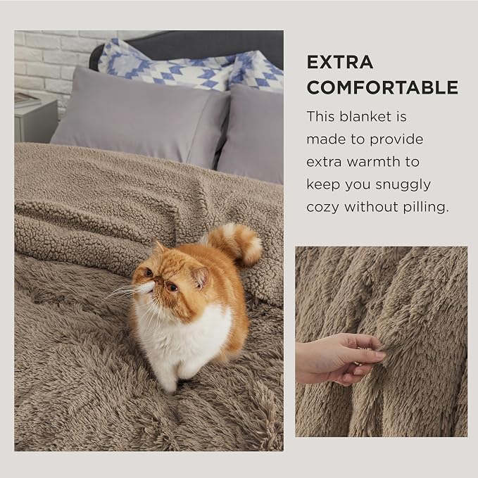 Bedsure GentleSoft Fuzzy Sherpa Faux Fur Twin Blanket, Soft Fleece Plush Warm - Image 3