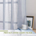 NICETOWN Linen Blend Semi Sheer Window Curtains W52 x L45, Sea Mist - Image 3