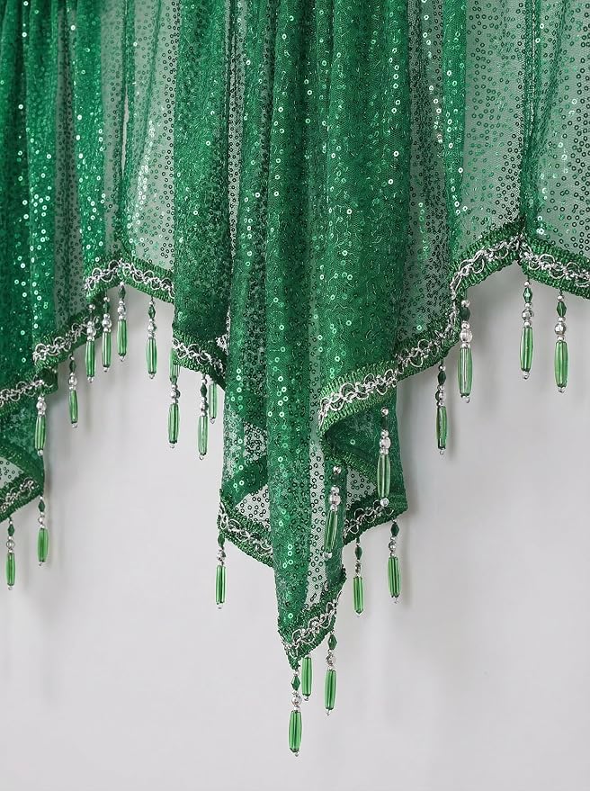 Molaxhome Swag Curtain 51 inch Length Rod Pocket Scalloped Curtain Valance - Image 8