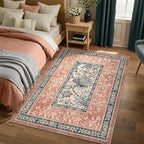 GarveeHome Terracotta Teal Washable 5x7 Area Rugs, Botanical Grove Vintage - Image 2