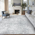 8x10 Area Rug Washable Vintage Living Room Carpet Large Indoor Non Slip Grey by PureCozy