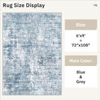 Area Rug 6x9 Abstract Rugs for Living Room 6 x 9 Washable Rugs Blue Non Slip - Image 5