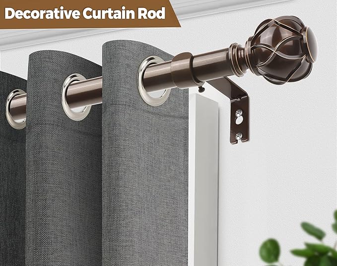 KAMANINA Single Curtain Rod 32 to 58 Inch, 7/8 Inch Antique Bronze Adjustable - Image 5