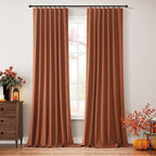Guken Terracotta 100% Blackout Curtains 120 Inch Length 2 Panels Set Fall - Image 2