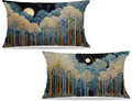 Rustic William Morris Inspired Forest Green Moon Decor Pillow Covers 12x20 Set by Unknown
