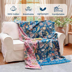 MSGKV Boho Throw Blanket for Bed 60"x80" 100% Cotton Twin Floral Blanket Spring - Image 2