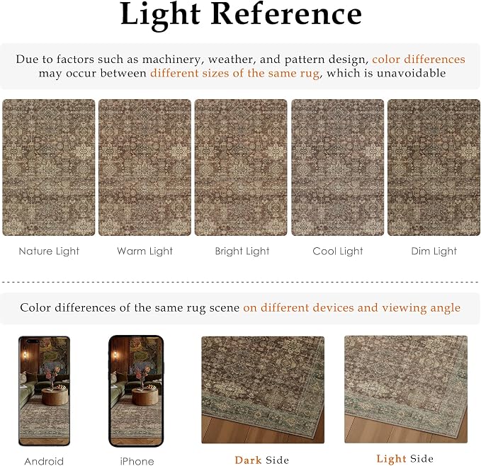 8x10 Washable Area Rug for Living Room Bedroom Vintage Rust Red Non Slip Carpet - Image 7